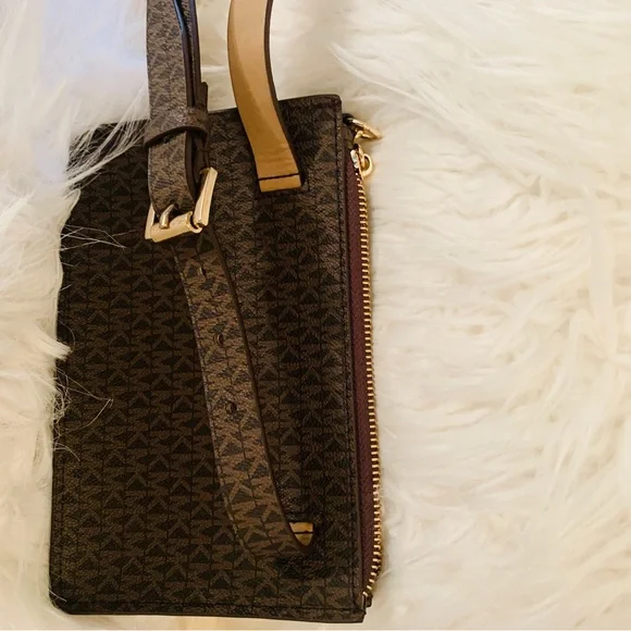 Michael Kors Brown Logo Crossbody with Gold Chain Accent - Picture 5 of 5